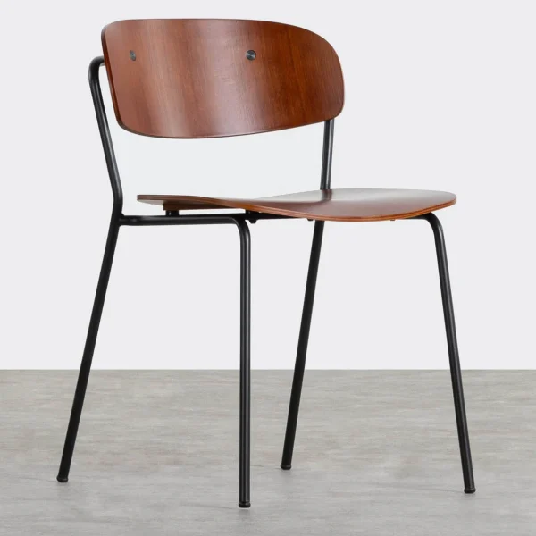 Silla de comedor de madera y metal