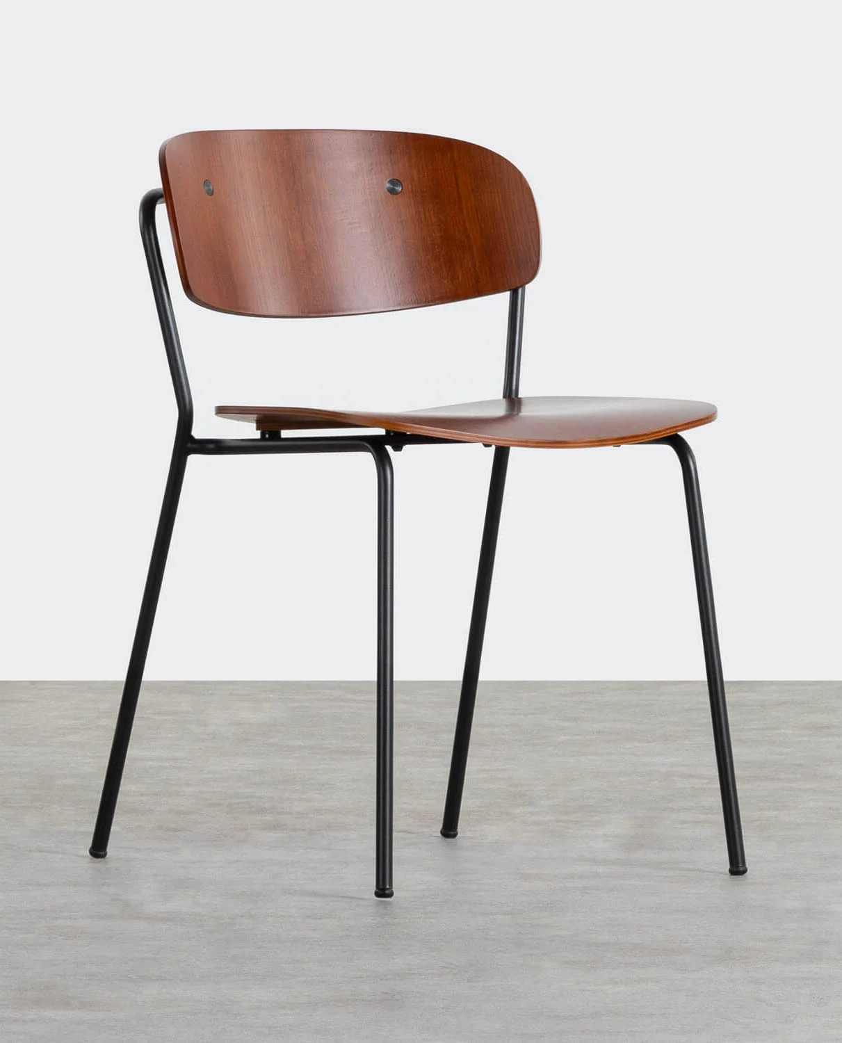 Silla de comedor de madera y metal