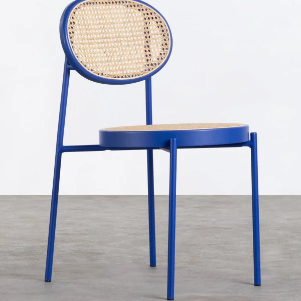 Silla de comedor de ratán natural y metal