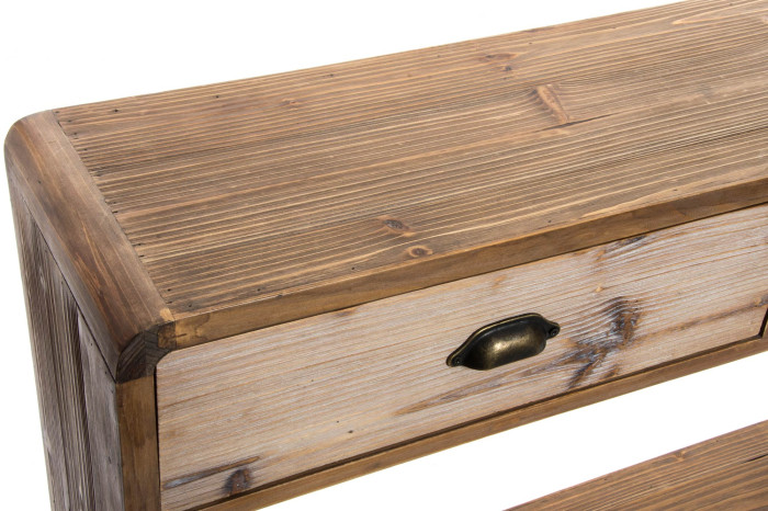 CONSOLA MADERA METAL 115X30X96 NATURAL - Imagen 1