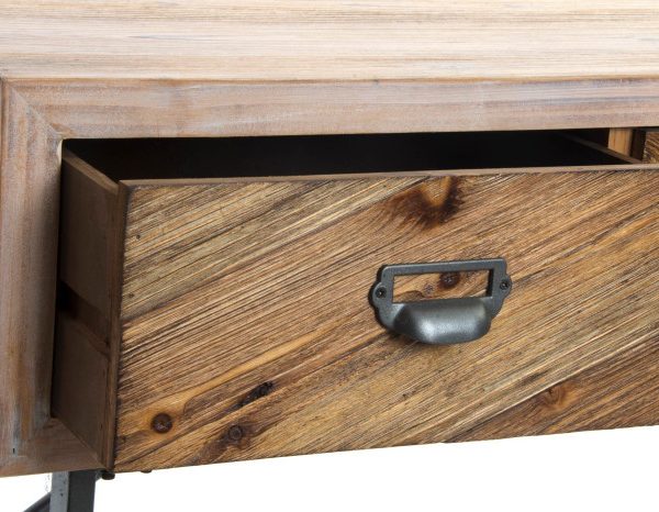 CONSOLA MADERA METAL 110X32X85 NATURAL