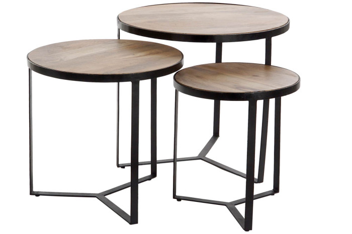 MESITA AUXILIAR SET 3 METAL MANGO 60X60X55 17,46 - Imagen 1