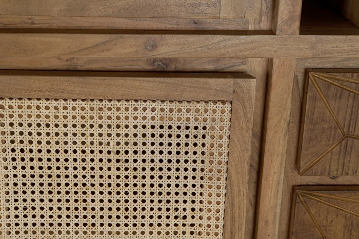 VITRINA ACACIA CRISTAL 160X41X153 BOTELLERO MARRON - Imagen 1