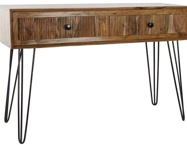 CONSOLA ACACIA METAL 118X40X77 39,00 MARRON