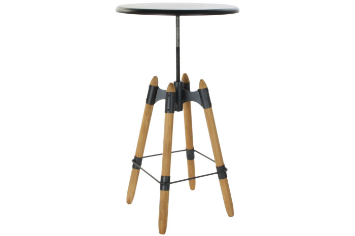 MESITA AUXILIAR METAL MADERA 60X60X105 REGULABLE - Imagen 1