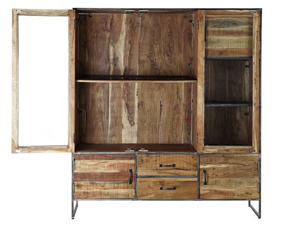 VITRINA ACACIA MADERA RECICLADA 140X40X160 NATURAL
