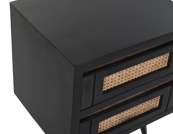 MESITA DE NOCHE MANGO RATAN 50X40X55 NEGRO