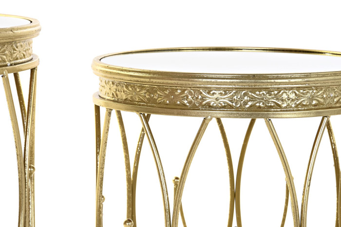 MESITA AUXILIAR SET 2 METAL ESPEJO 40X40X54 DORADO - Imagen 1