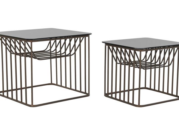 MESITA AUXILIAR SET 2 METAL CRISTAL 52X52X44