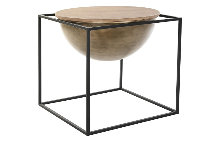 MESITA AUXILIAR METAL MADERA 64X64X62,5 NEGRO - Imagen 1