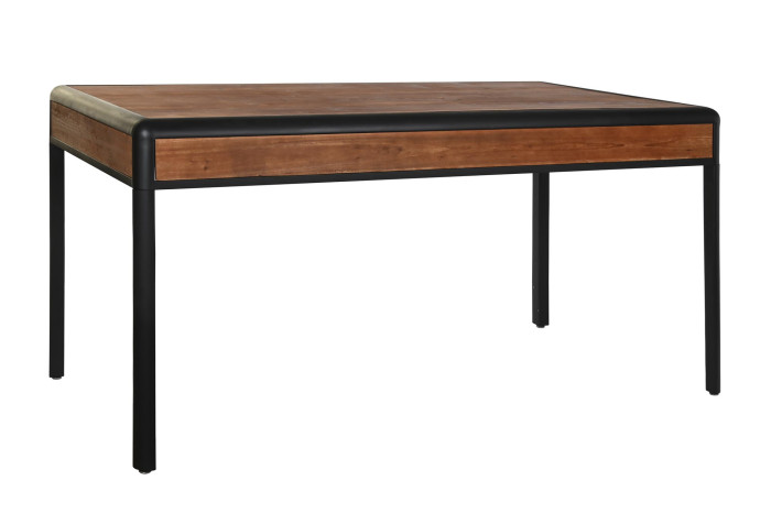 MESA COMEDOR ABETO METAL 160X80X79 MARRON OSCURO - Imagen 1