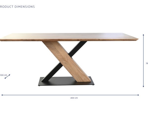 MESA COMEDOR ACACIA METAL 200X100X76 NATURAL