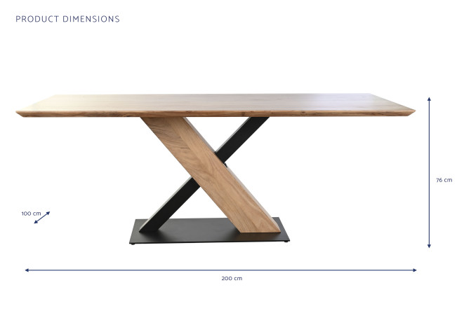 MESA COMEDOR ACACIA METAL 200X100X76 NATURAL - Imagen 1