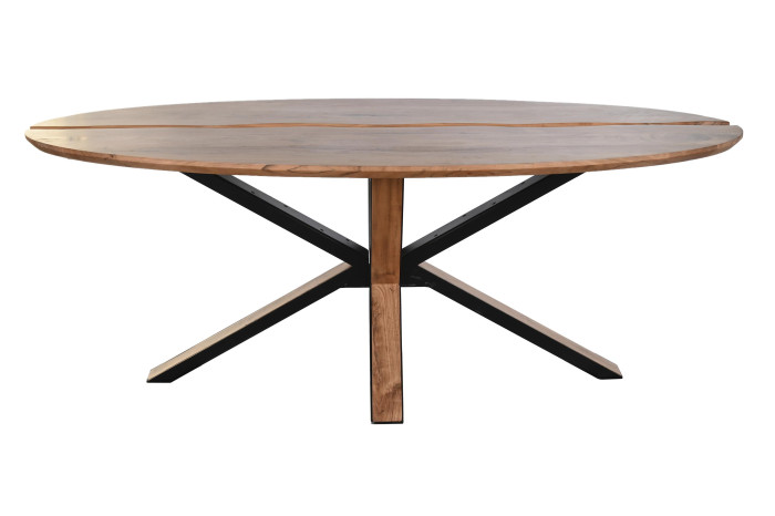 MESA OVALADA COMEDOR ACACIA 200X100X80 NATURAL - Imagen 1