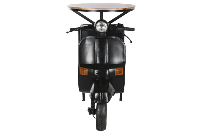 MESA HIERRO MANGO 116X72X110 MOTO DESGASTADO NEGRO - Imagen 1