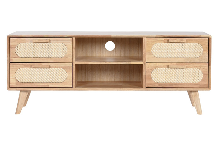 MUEBLE TV RUBBERWOOD RATAN 120X30X48 NATURAL - Imagen 1