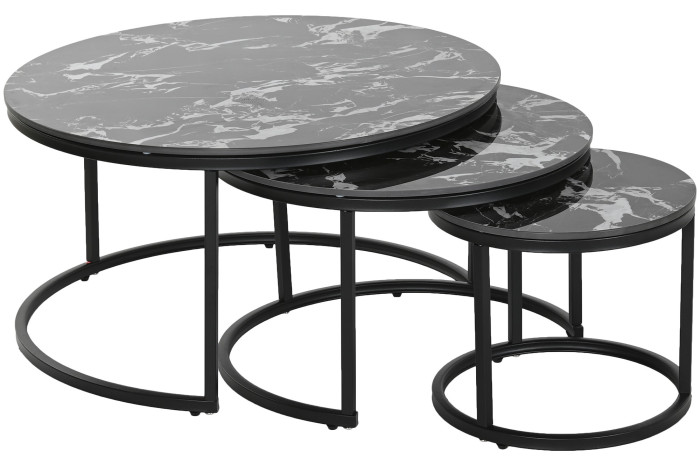 MESITA AUXILIAR SET 3 CERAMICA METAL 80X80X1 31,50 - Imagen 1
