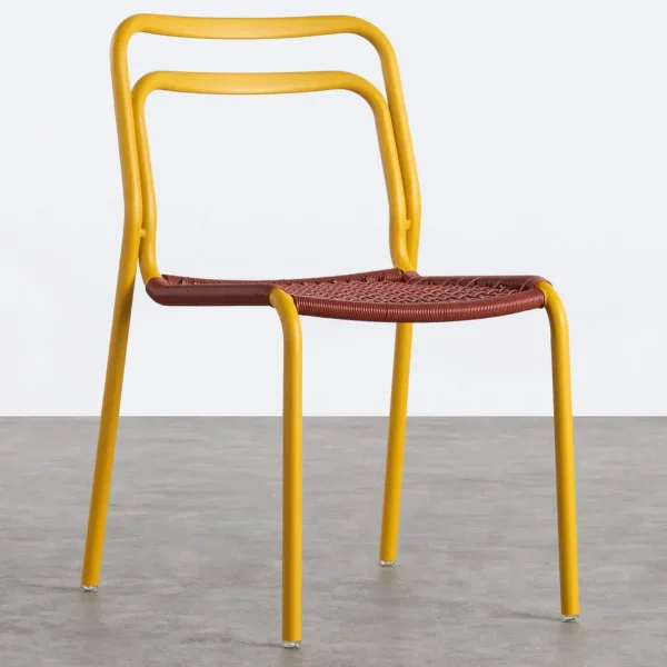 Silla de exterior de aluminio y ratán sintético kor