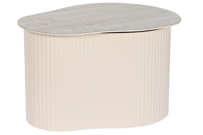 MESITA AUXILIAR METAL CERAMICA 70X46X38 BEIGE - Imagen 1