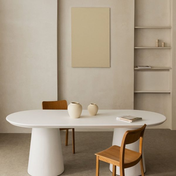 Mesa de comedor ovalada en cemento (220x95 cm) Noemi