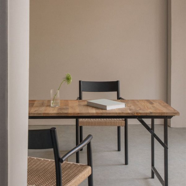 Mesa de comedor plegable rectangular en madera de mango y metal (200x100 cm) Fer