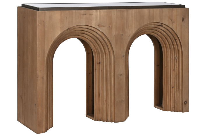 CONSOLA ABETO CRISTAL 122X30X80 ARCO MARRON - Imagen 1