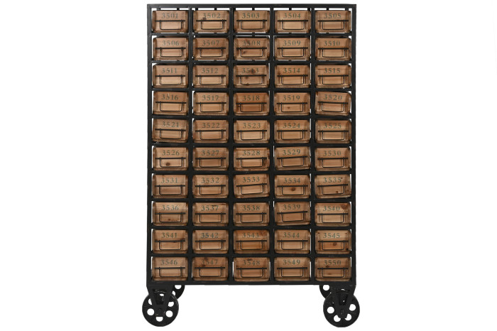 CAJONERA ABETO METAL 81X30X123 RUEDAS NEGRO - Imagen 1