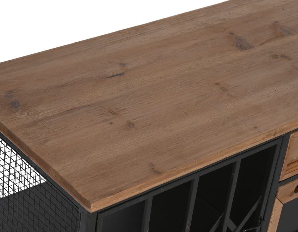 CAJONERA ABETO METAL 122X37X58,5 NEGRO