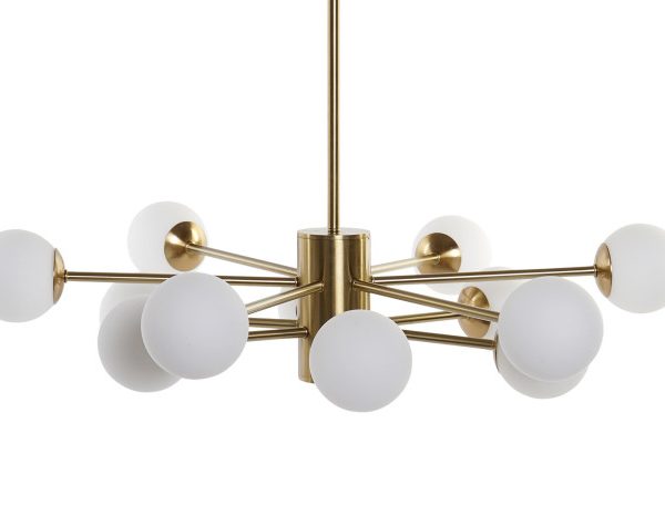 LAMPARA TECHO METAL CRISTAL 94X94X145 12 BOLAS