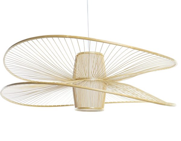 LAMPARA TECHO BAMBU POLIESTER 100X100X32 NATURAL