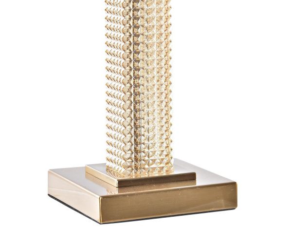 LAMPARA SOBREMESA METAL CRISTAL 28X28X76 DORADO