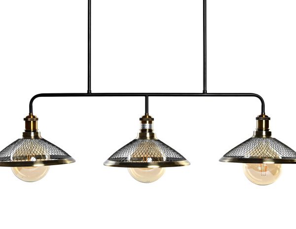 LAMPARA TECHO METAL 100X29X122 TRIPLE DORADO