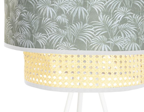LAMPARA PIE METAL POLIESTER 40X40X129 PALMERAS