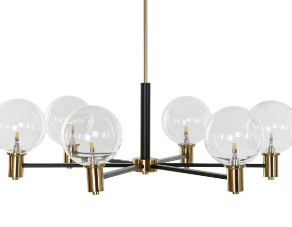 LAMPARA TECHO METAL CRISTAL 83X83X128 BOLAS NEGRO