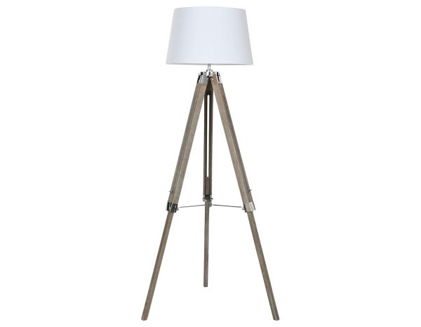 LAMPARA PIE MADERA ALGODON 40X40X150 TRIPODE