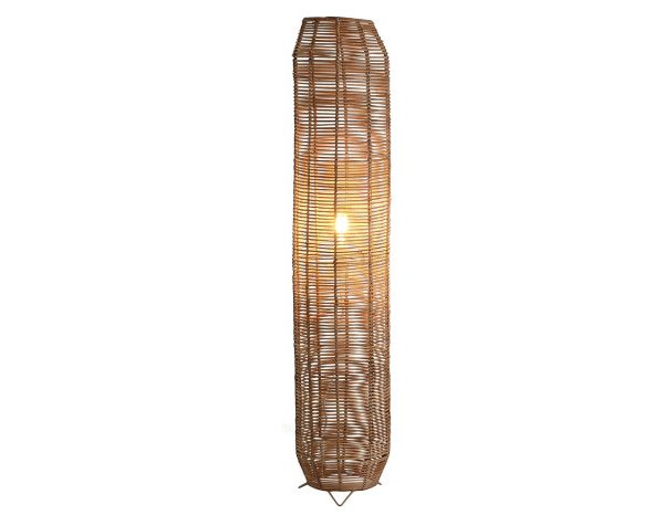 LAMPARA PIE RATAN METAL 23X23X125 NATURAL MARRON