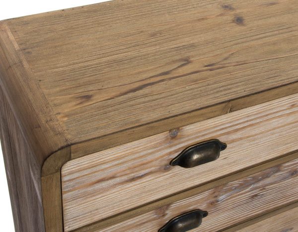 COMODA MADERA METAL 90X30X97 4 CAJONES NATURAL