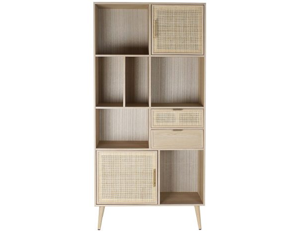 ESTANTERIA PAULOWNIA MDF 90X37X189 REJILLA NATURAL