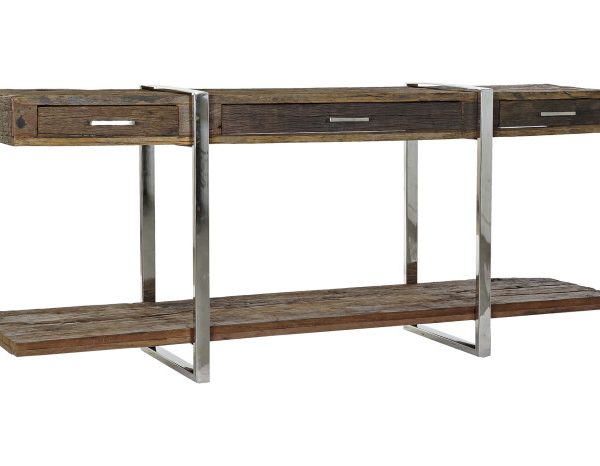 CONSOLA MADERA RECICLADA ACERO 180X44X75 CROMADO