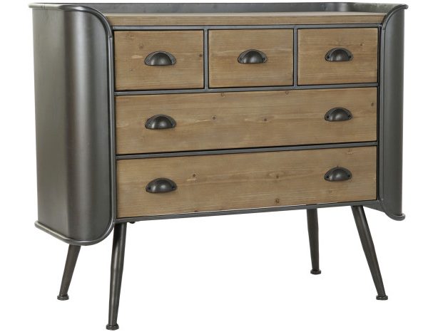 COMODA ABETO METAL 97X37X79 NATURAL