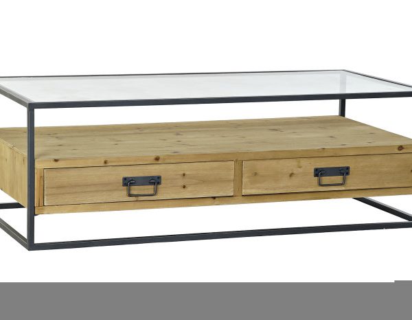 MESA CENTRO ABETO CRISTAL 120X60X40 MARRON CLARO