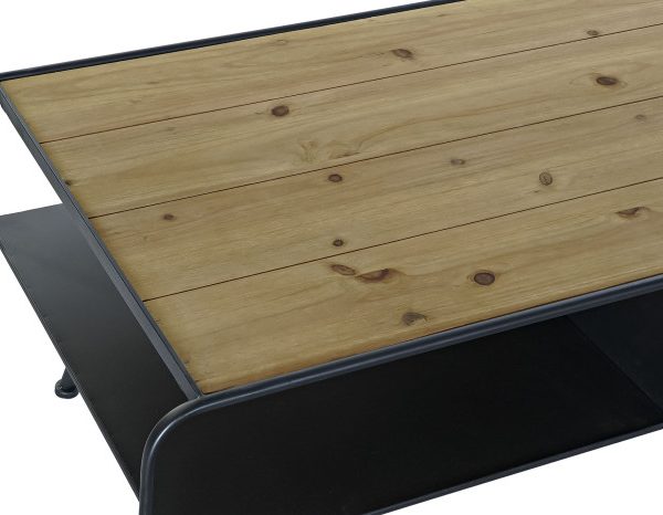 MESA CENTRO ABETO METAL 120X60X45 MARRON CLARO