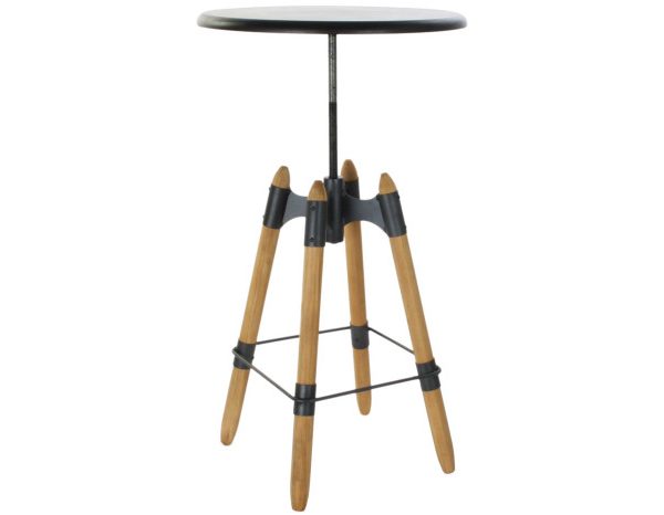 MESITA AUXILIAR METAL MADERA 60X60X105 REGULABLE