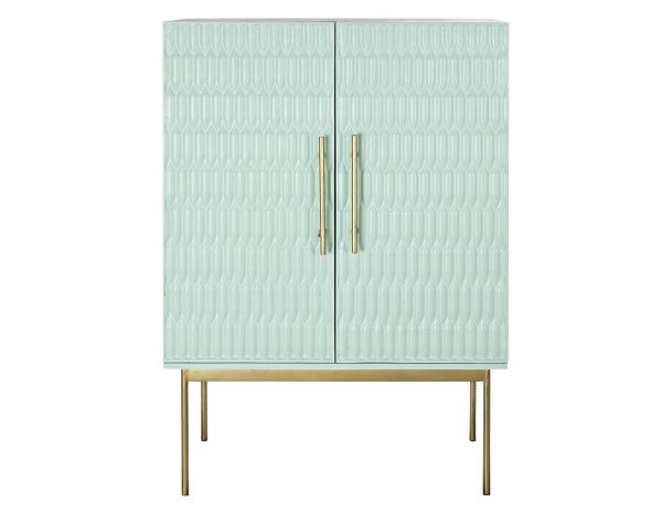 MUEBLE BAR MADERA METAL 90X48X130 TURQUESA