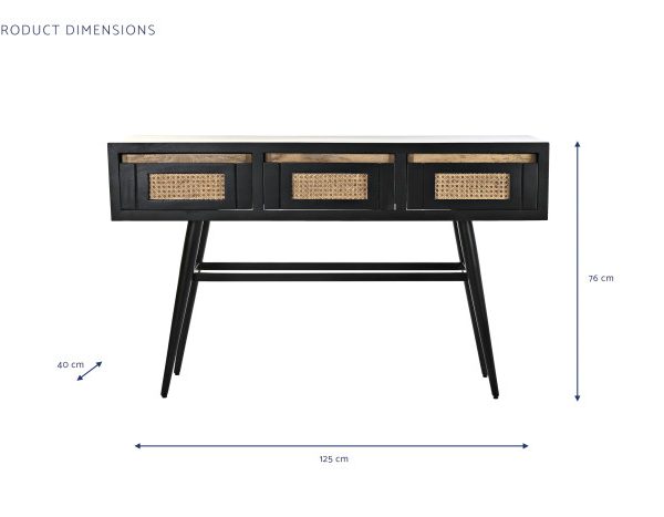 CONSOLA MANGO RATAN 125X40X76 NEGRO