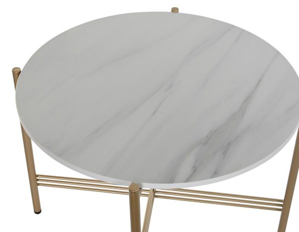 MESITA AUXILIAR MARMOL METAL 65X65X45 DORADO