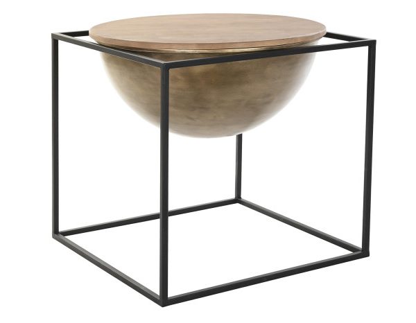 MESITA AUXILIAR METAL MADERA 64X64X62,5 NEGRO