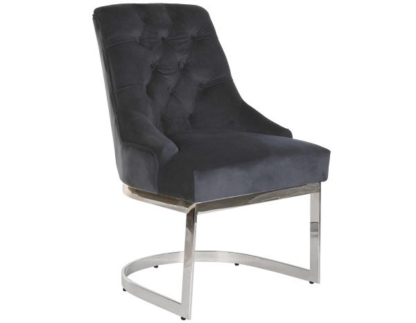 SILLA ACERO POLIESTER 60X58X93 TERCIOPELO NEGRO