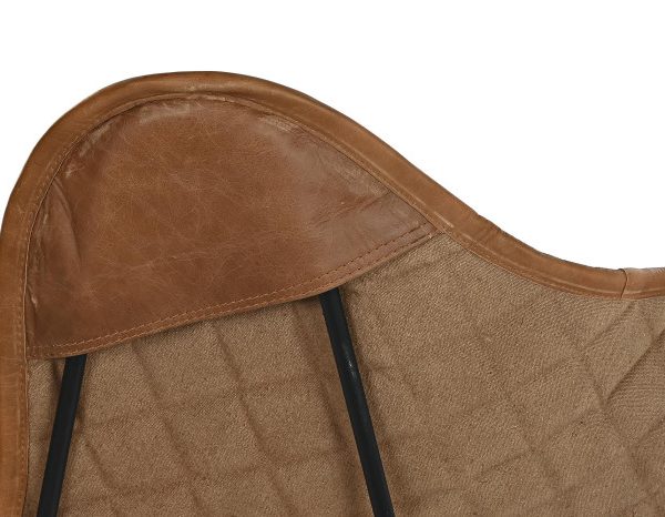 SILLA PIEL METAL 76X75X91 MARRON