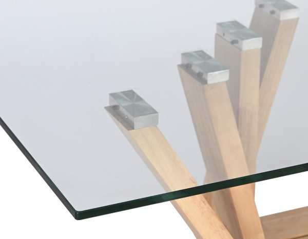 MESA CENTRO NOGAL CRISTAL 130X70X42 10 MM, NATURAL